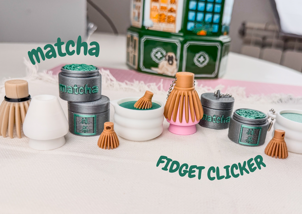 Matcha clickers full set — 3D printed fidget toy collection by Cozy Clickers