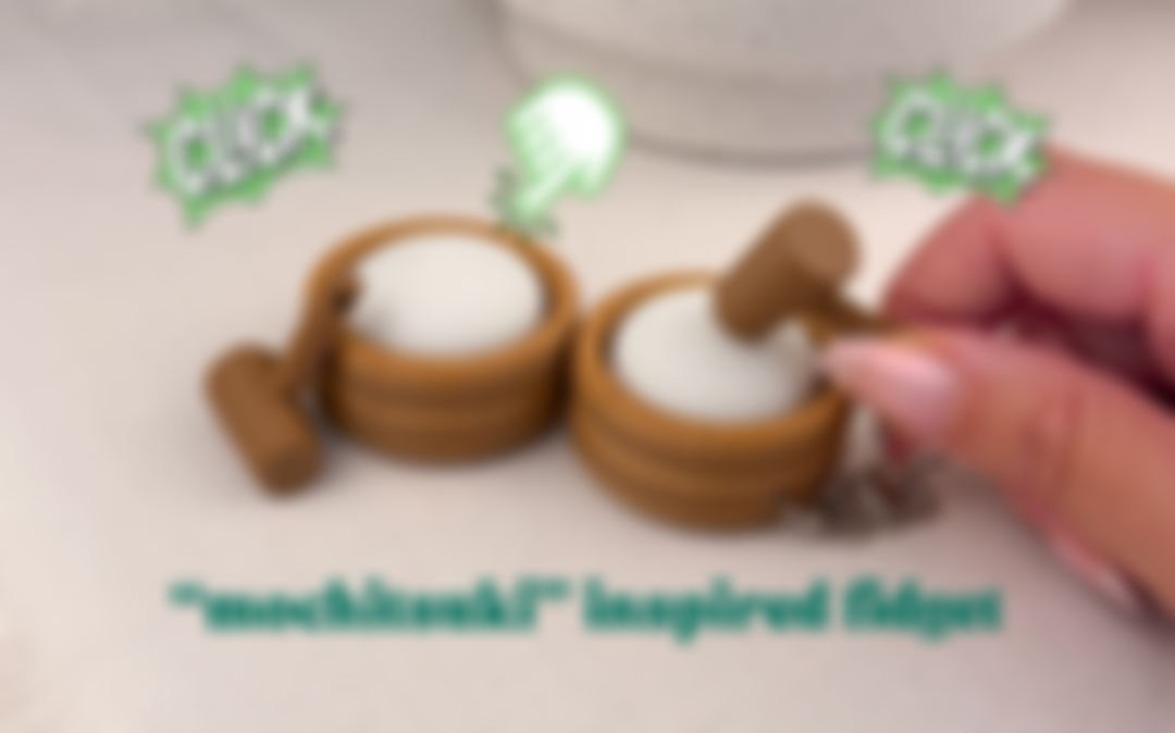 Mochitsuki-inspired fidget clicker — 3D printed PLA design by Cozy Clickers